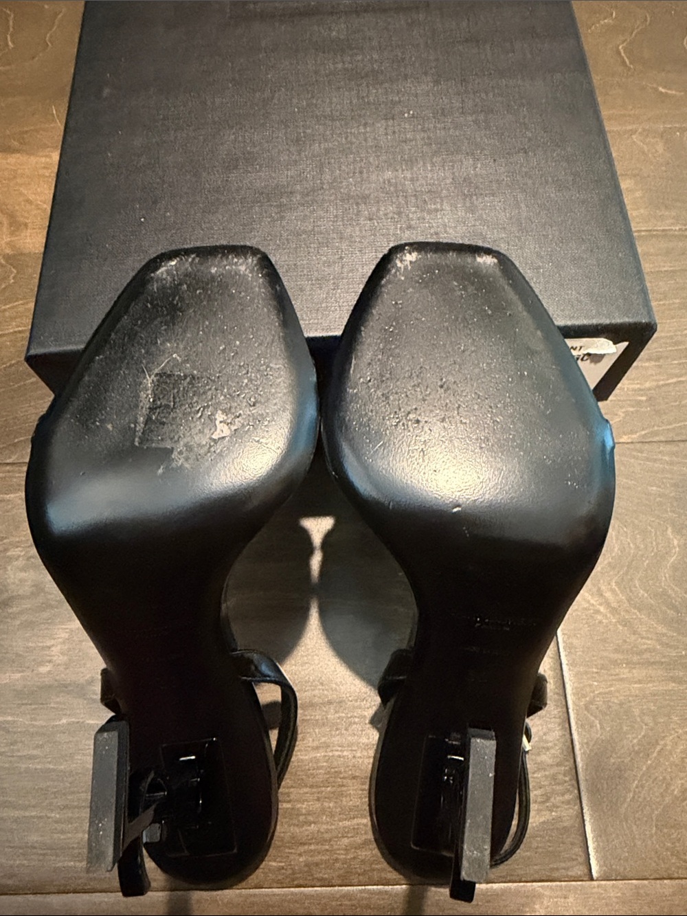 Saint Laurent Black Patent Opyum Logo Slingback Heels - Picture 3 of 4